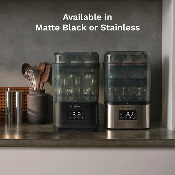 super quick 10 minute baby bottle sterilizer dryer available in matte black and stainless steel - product thumbnail