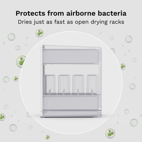 Drying rack with text about protecting from airborne bacteria and drying speed. - product thumbnail