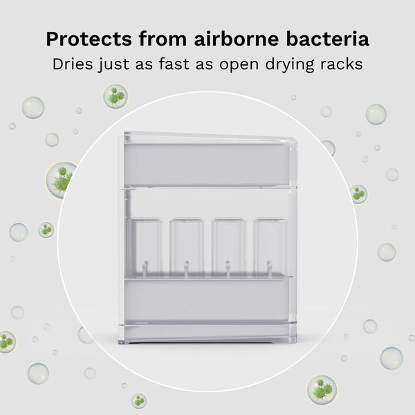 Drying rack with text about protecting from airborne bacteria and drying speed. - product thumbnail