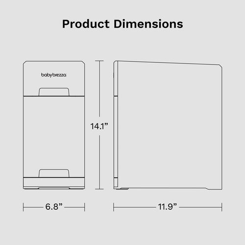 Product dimensions diagram with 'babybrezza' branding on a light gray background - product thumbnail