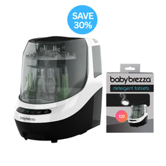 الحزمة: جهاز غسل الرضّاعات برو + عبوة أقراص منظف (120 قرص) Baby Brezza ME