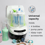 Baby Brezza Bottle Washer Pro open displaying universal capacity feature EN - product thumbnail