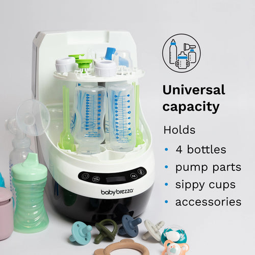 Baby Brezza Bottle Washer Pro open displaying universal capacity feature EN - product thumbnail