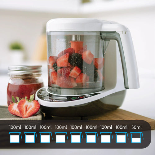 Baby Brezza One step food maker showing different quantities made once - product thumbnail