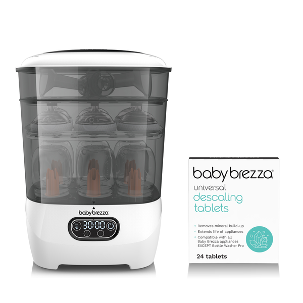 باقة - One Step™ Baby Bottle Sterilizer and Dryer Advanced + مزيل التكلس العالمي 24 قرصًا Baby Brezza ME - product thumbnail