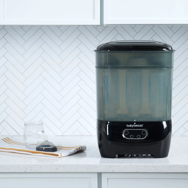 Baby Brezza SDA Premium Black with a bottle and nipple on kitchen countertop - product thumbnail